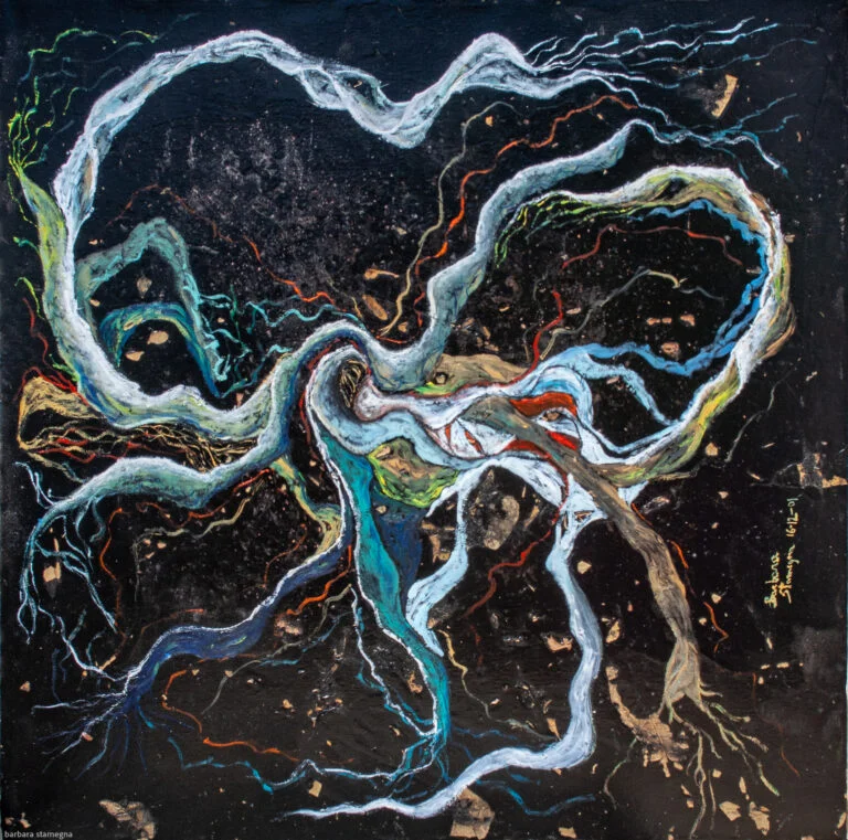 multimedia mystic artwork created by artist Barbara Stamegna, obtained through the combination of a video made out of her “Electrical Discharges” painting and the creation of a mystic music track for meditation