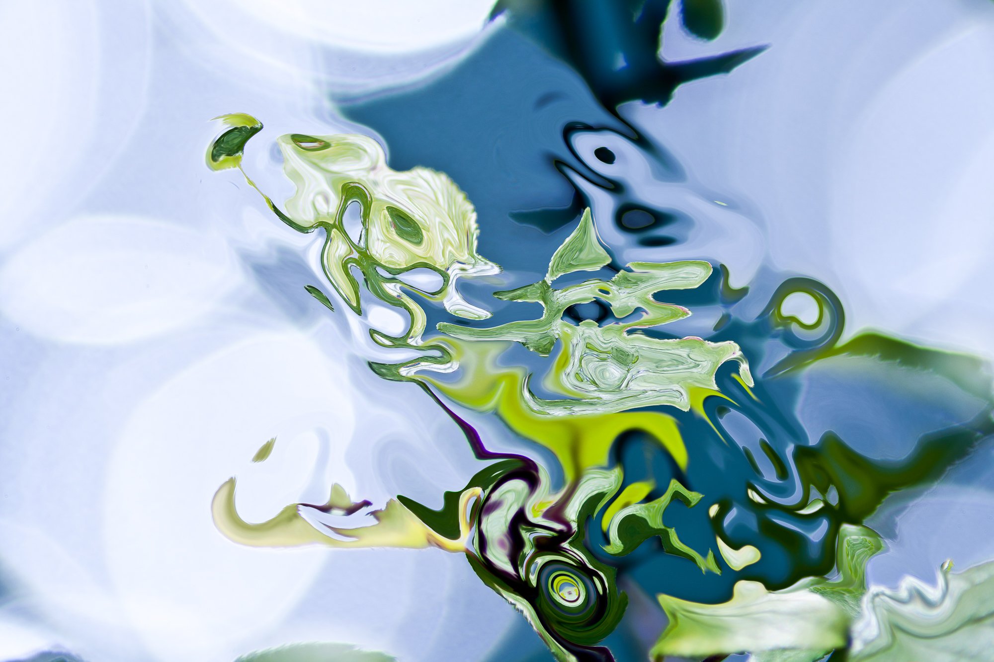 abstract image of green color with light reflections on the water in the background