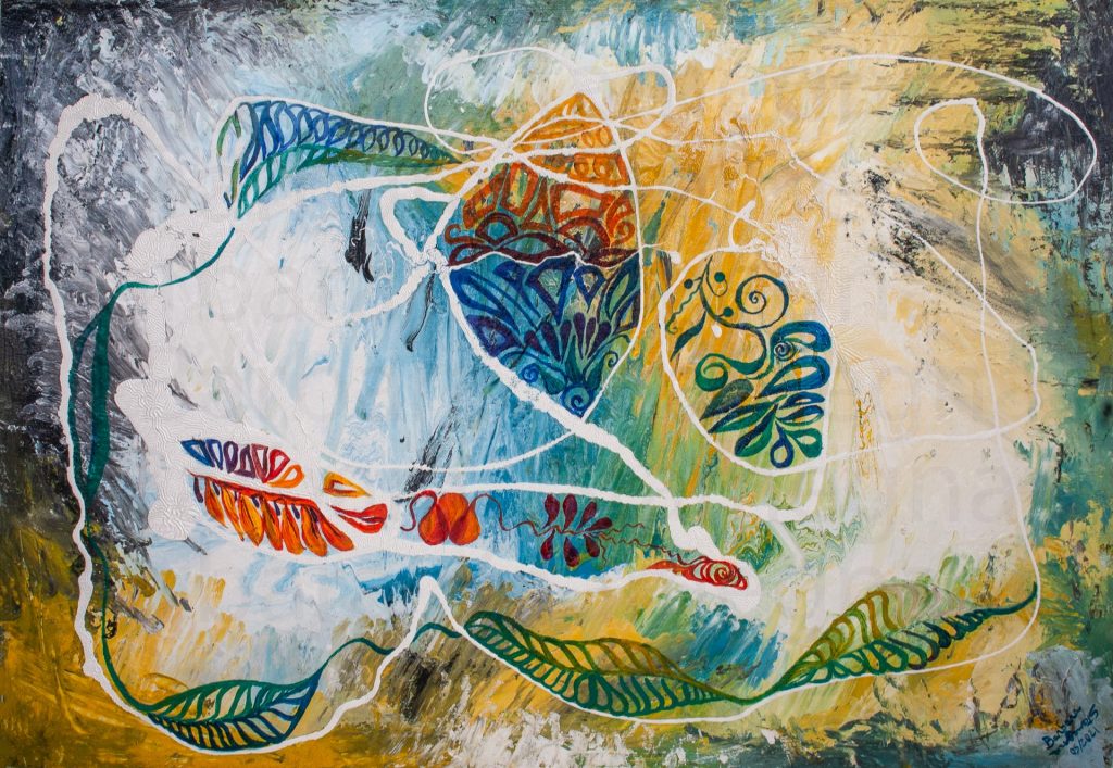 the four elements of nature abstract painting made by Barbara Stamegna
